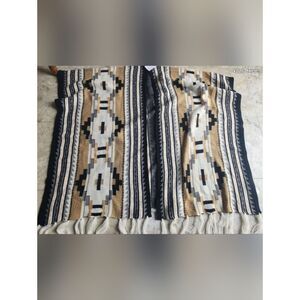 O22 Shop Wanna B Tribal Sweater Poncho in Black Beige & Tan NWT